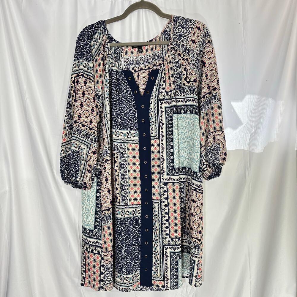 Signature Studio Boho Patchwork Floral Dress XL C… - image 3